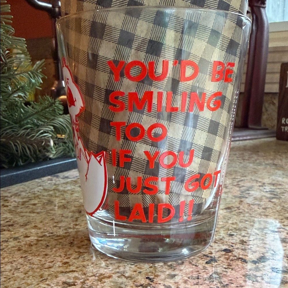 Cheeky Clear Glass with Red Text